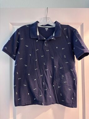 Old Navy Navy Polo with Small White Motifs